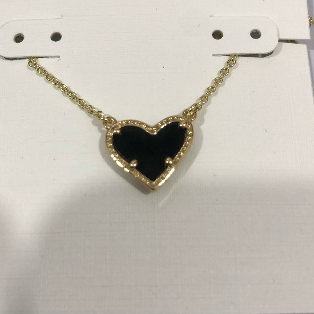 Kendra Scott Gold Necklace with Black Heart Pendant